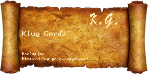Klug Gerő névjegykártya